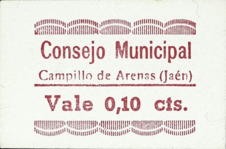 Аверс банкноты 10 centymów Campillo de Arenas (Hiszpania)