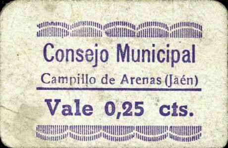 Аверс банкноты 25 centymów Campillo de Arenas (Hiszpania)