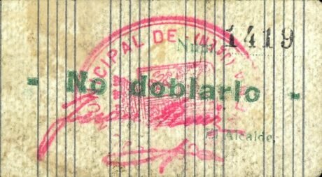 Реверс банкноты 50 сантимов Канена (Испания)