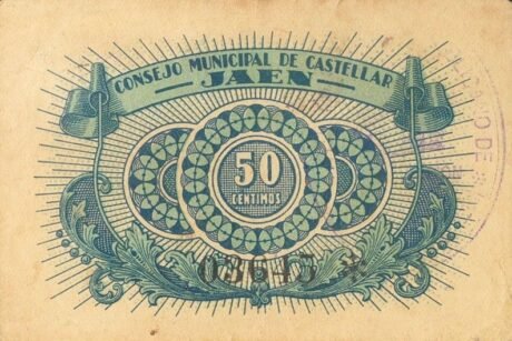 Реверс банкноты 50 сантимов Кастельяр (Испания)