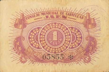 Реверс банкноты 1 Кастельярская песета (Испания)