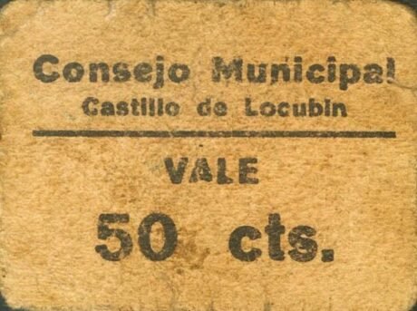 Аверс банкноты 50 centymów Castillo de Locubin (Hiszpania)