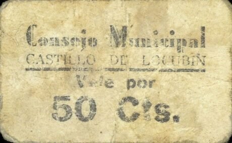 Аверс банкноты 50 centymów Castillo de Locubin (Hiszpania)