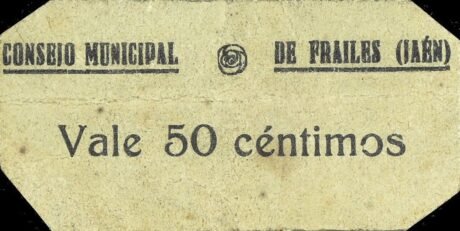 Аверс банкноты 50 centymów Frailes (Hiszpania)