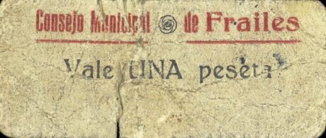 Аверс банкноты 1 песета Фрайлес (Испания)
