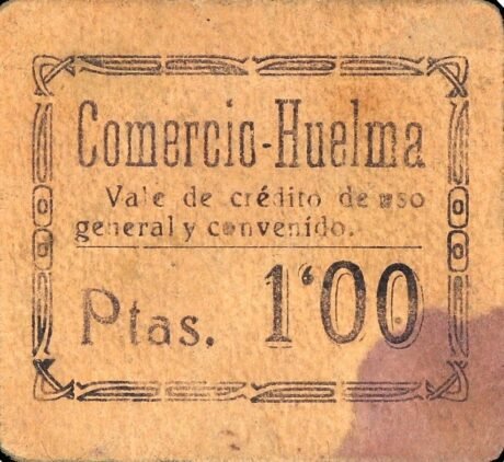 Аверс банкноты 1 Peseta Huelma (Hiszpania)