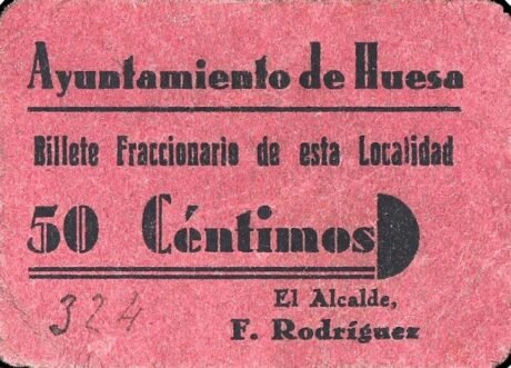 Аверс банкноты 50 сантимов Уэса (Испания)