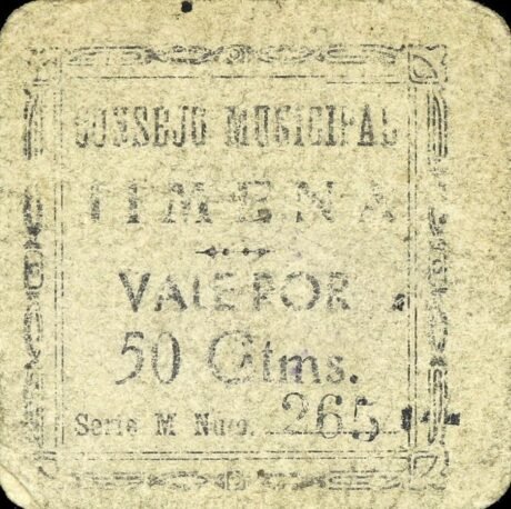 Аверс банкноты 50 centymów Ximena (Hiszpania)