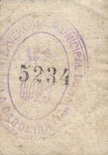 Реверс банкноты 50 сантимов Ла Каролина (Испания)