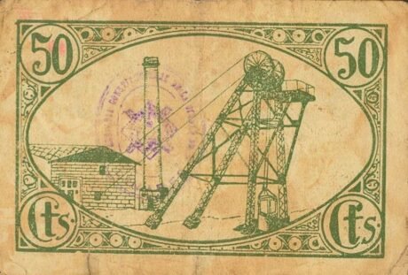 Реверс банкноты 50 centymów Linares (Hiszpania) 1937