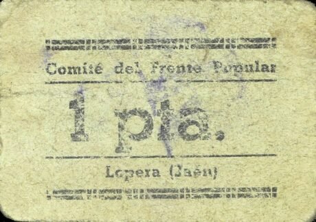 Аверс банкноты 1 peseta Lopera (Spain)