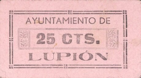 Аверс банкноты 25 сантимов Лупион (Испания)