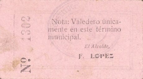 Реверс банкноты 25 сантимов Лупион (Испания)