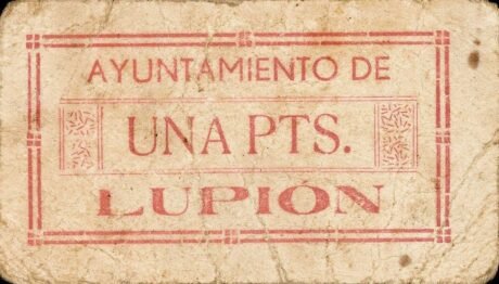 Аверс банкноты 1 peseta Lupion (Spain)