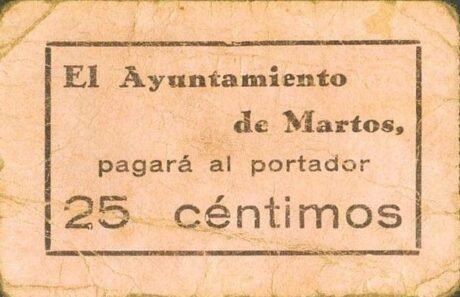 Аверс банкноты 25 centymów Martos (Hiszpania)