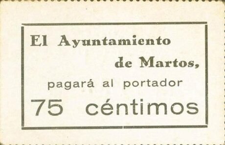 Аверс банкноты 75 centymów Martos (Hiszpania)