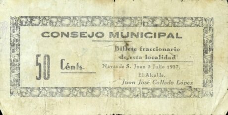 Аверс банкноты 50 centymów Navas de San Juan (Hiszpania) 1937