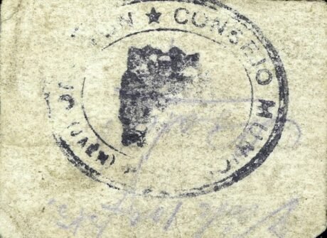 Реверс банкноты 5 сантимов Ноалехо (Испания)