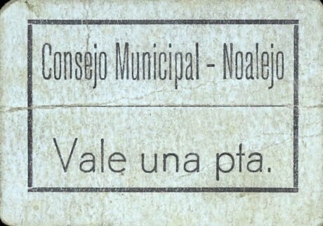 Awers banknotu 1 peseta Noalejo (Spain)