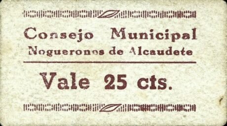 Аверс банкноты 25 centymów Noguerones de Alcaudete (Hiszpania)