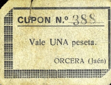 Аверс банкноты 1 песета Орчера (Испания)