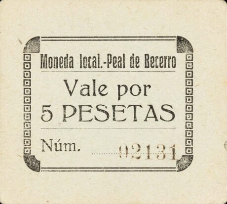 Аверс банкноты 5 песет Паль де Бесерро (Испания)