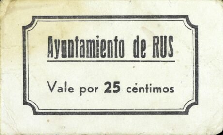 Аверс банкноты 25 сантимов Рус (Испания)