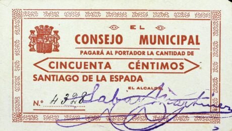 Аверс банкноты 50 сантимов Сантьяго де ла Эспада (Испания)