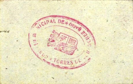 Реверс банкноты 25 centymów Torres de Albanches (Hiszpania)