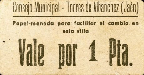 Аверс банкноты 1 peseta Torres de Albanches (Hiszpania)