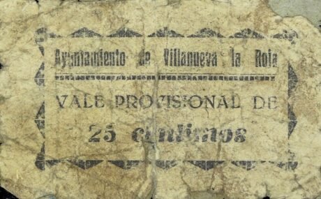 Аверс банкноты 25 centymów Villanueva la Roja (Hiszpania)