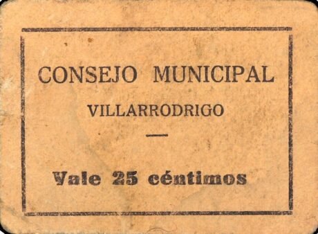 Аверс банкноты 25 centymów Villarodrigo (Hiszpania)