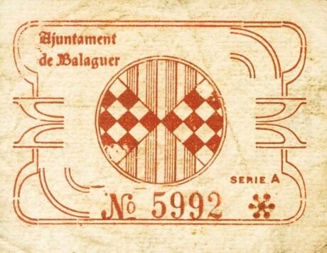 Аверс банкноты 10 centymów Balaguer (Hiszpania)