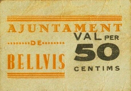 Аверс банкноты 50 centymów Belvis (Hiszpania) 1937