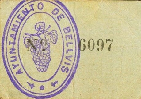 Реверс банкноты 50 centymów Belvis (Hiszpania) 1937