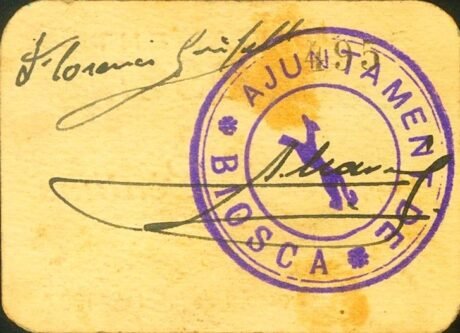 Реверс банкноты 50 centymów Biosca (Hiszpania) 1937