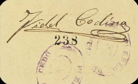 Реверс банкноты 1 песета Седо (Испания)