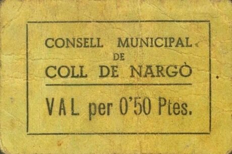 Аверс банкноты 0,50 peset Coll de Nargo (Hiszpania)