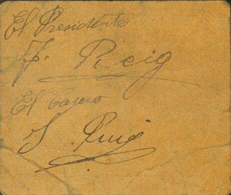 Реверс банкноты 1 peseta Coll de Nargo (Hiszpania)