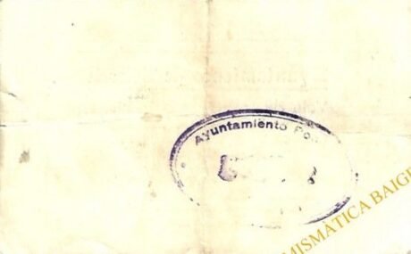 Реверс банкноты 25 centymów El Vilocell (Hiszpania) 1937