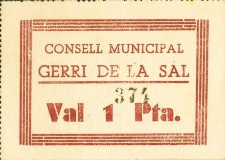 Аверс банкноты 1 peseta Jerry de la Salle (Hiszpania)