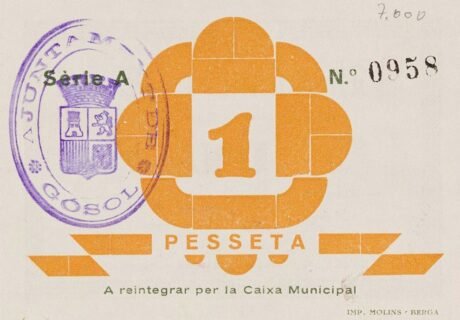 Реверс банкноты 1 peseta gosol (Spain) 1937