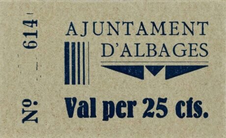 Аверс банкноты 25 сантимов Альбаже (Испания)