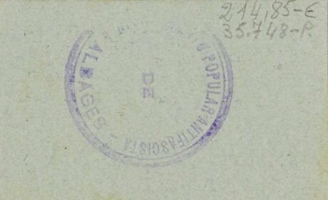 Реверс банкноты 25 сантимов Альбаже (Испания)