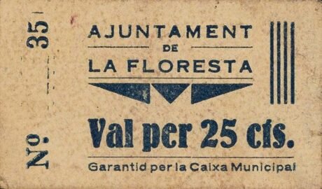 Аверс банкноты 25 сантимов Ла Флореста (Испания)