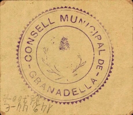 Реверс банкноты 25 centymów La Granadella (Hiszpania)