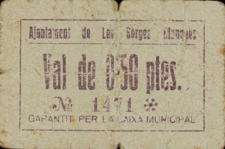 Аверс банкноты 0,50 Peseta Le Borj Blanc (Hiszpania)