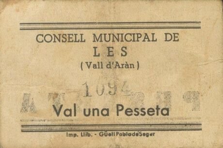 Аверс банкноты 1 песета ле (Испания)