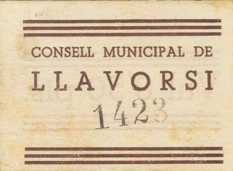 Аверс банкноты 0,50 peset Llavorsi (Hiszpania) 1937