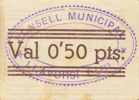 Реверс банкноты 0,50 peset Llavorsi (Hiszpania) 1937